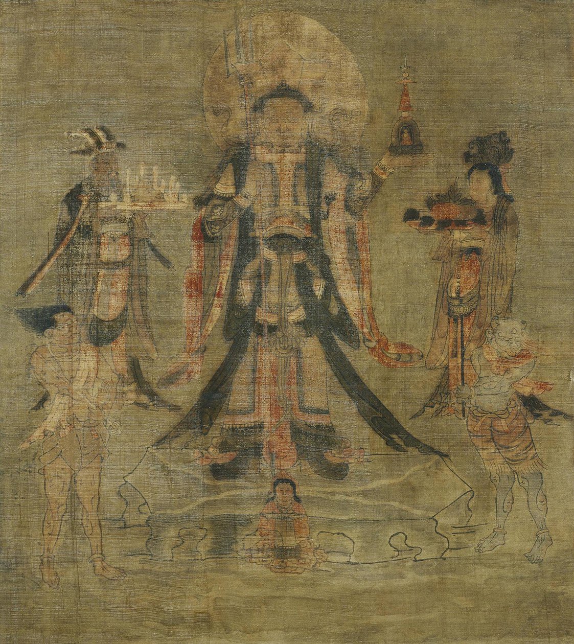 Tibetaanse cultuur: Vaisravana Bishamonten, de Beschermer van het Noorden door School Tibetan