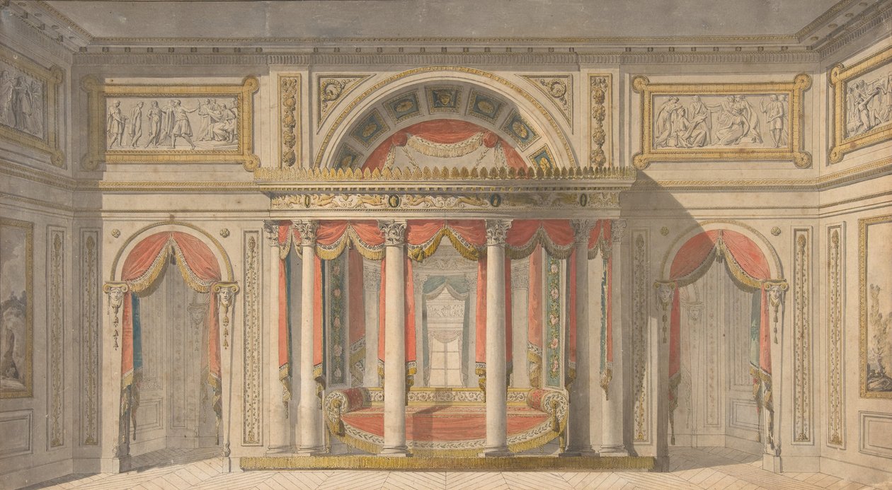 Ontwerp voor een Slaapkamer, 1785-1838 door School of Charles Percier