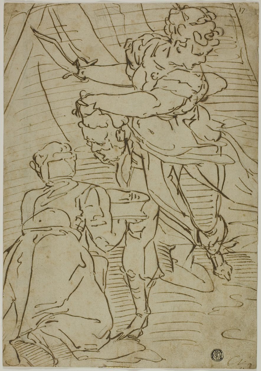 Judith met het hoofd van Holofernes door School of Luca Cambiaso