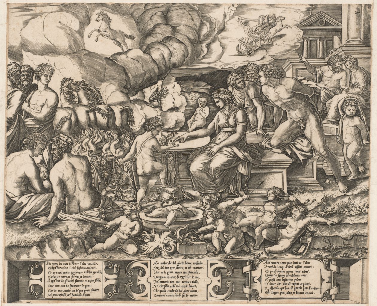 Allegorie van de Liefde door School of Marcantonio Raimondi, after Baccio Bandinelli