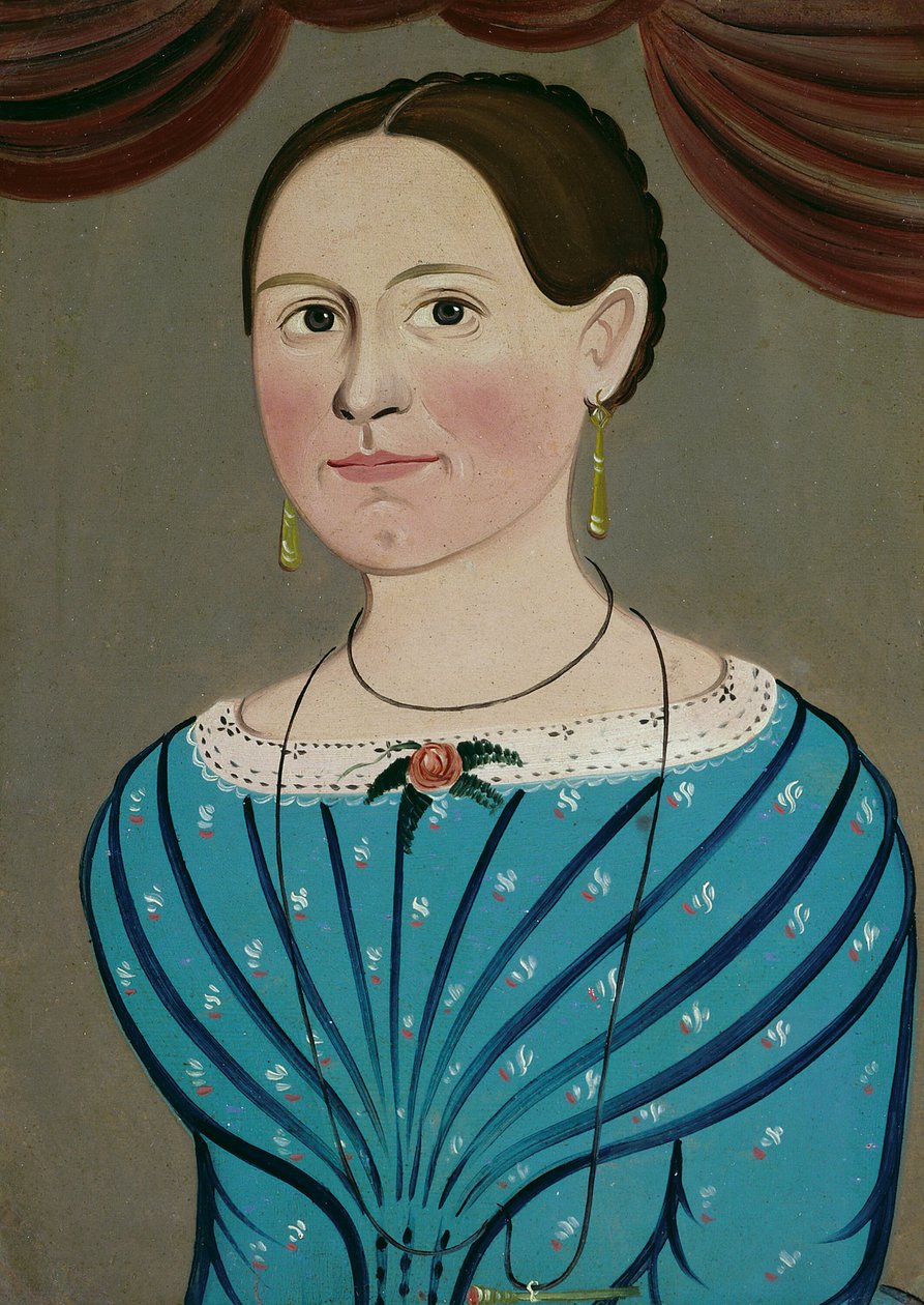 Vrouw in een blauwe jurk door School of William Matthew Prior