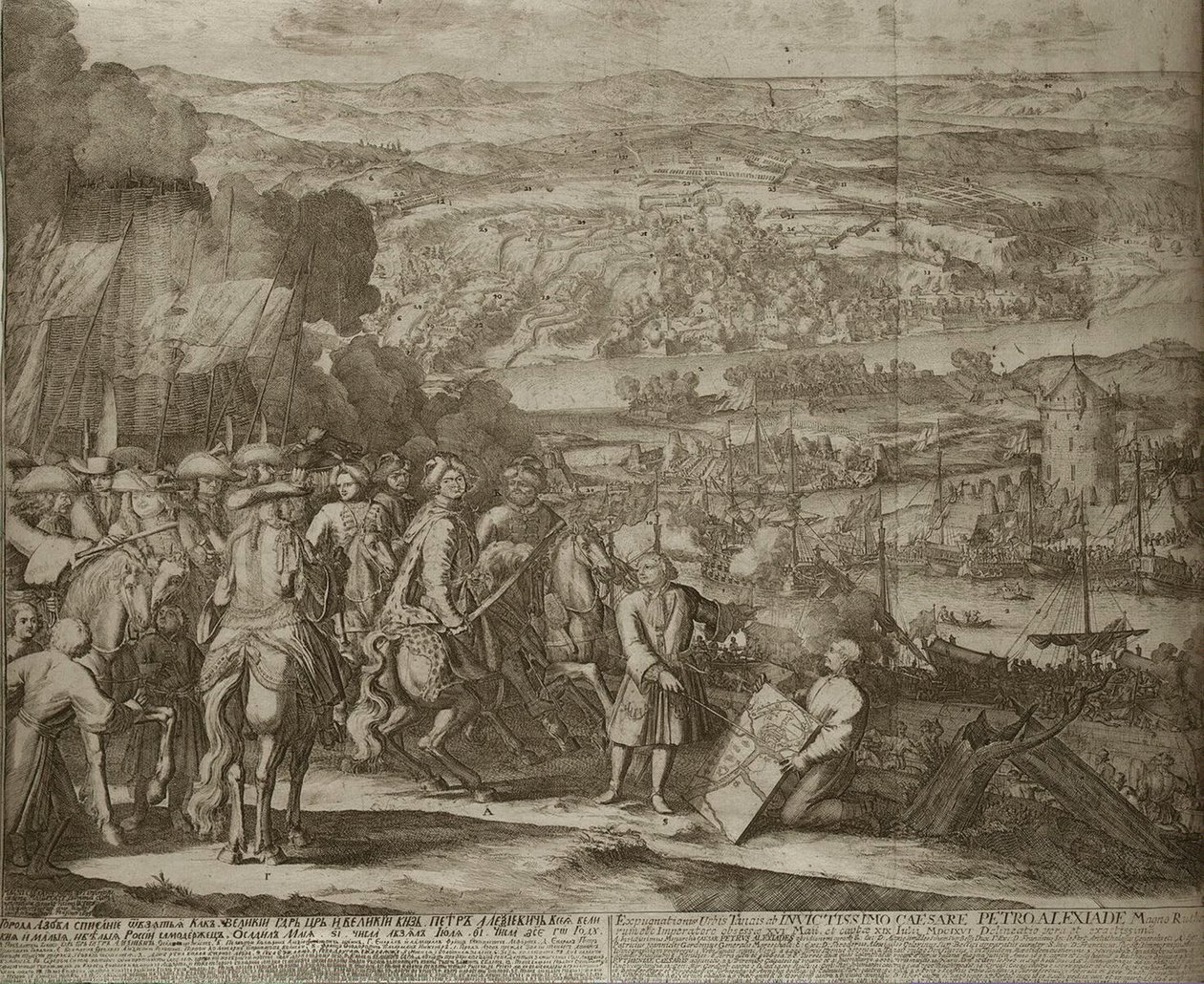 Beleg van de Turkse Vesting Azov door Russische Troepen in 1696, ca. 1700 door Schoonebeek