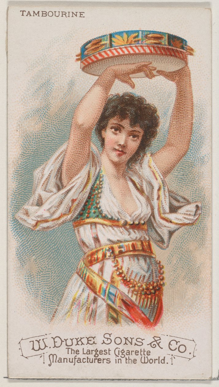 Tamboerijn, uit de serie Muziekinstrumenten N82 voor Duke sigaretten, 1888 door Schumacher and Ettlinger