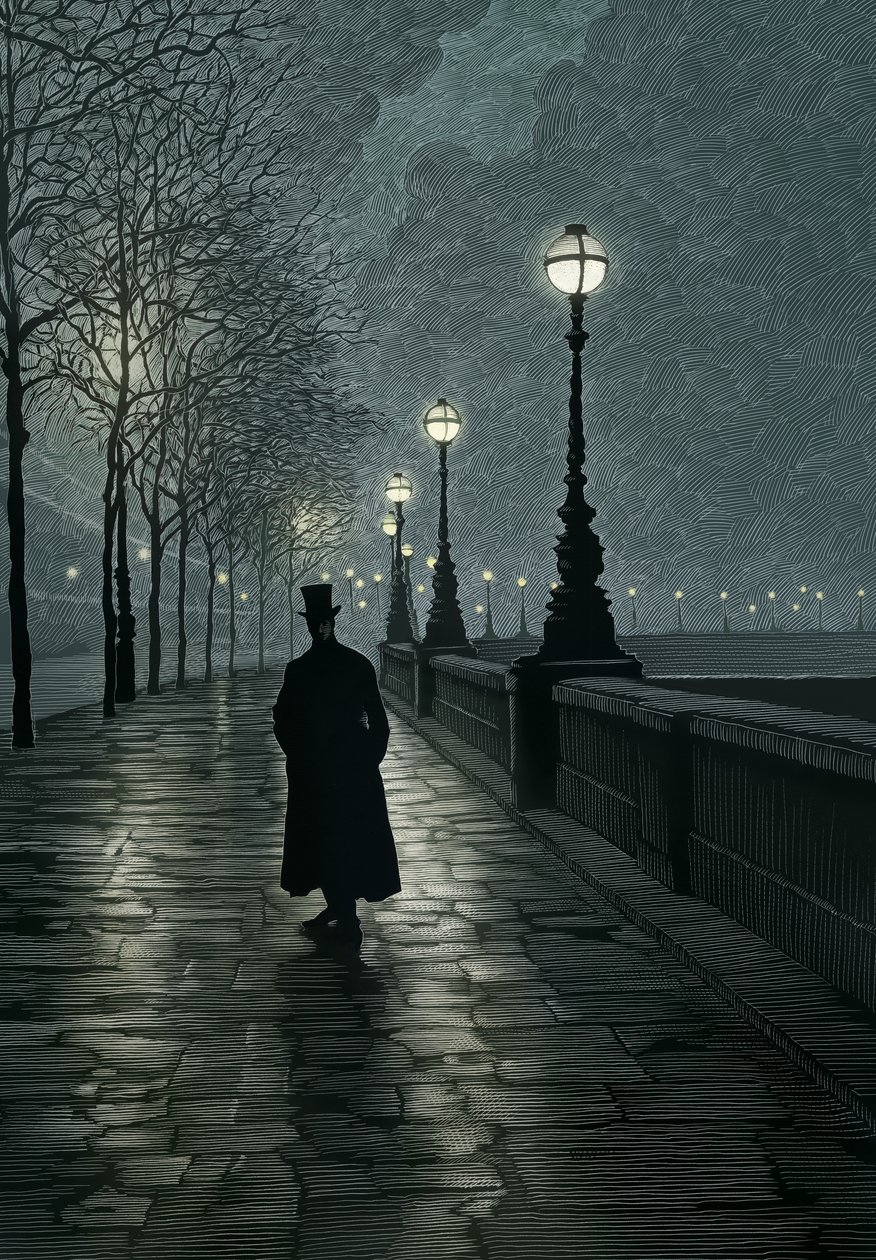 Sherlock Holmes, 2004 (scratchboard, digitaal ingekleurd) door Scott McKowen