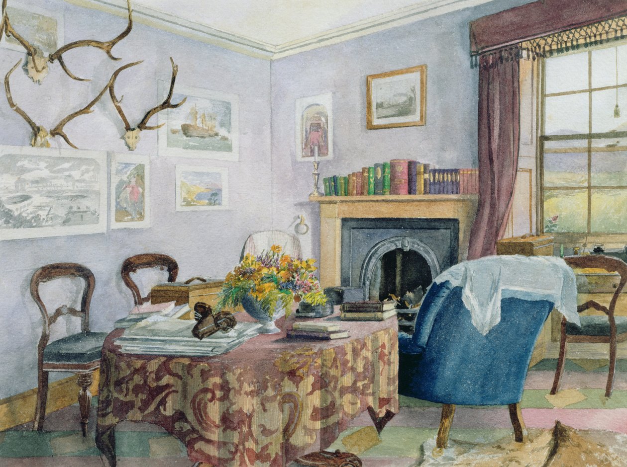 Saloninterieur in een Landhuis in Schotland, ca.1850 door Scottish School