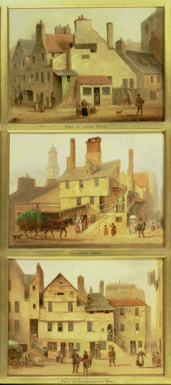 Voet van Leith Wynd, Cowgate Port en voet van Candle Maker Row, detail (Edinburgh: Negen uitzichten van de oude stad) door Scottish School