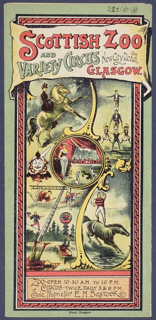 Publiciteitsfolder voor de Scottish Zoo and Variety Circus, ca. 1890 door Scottish School