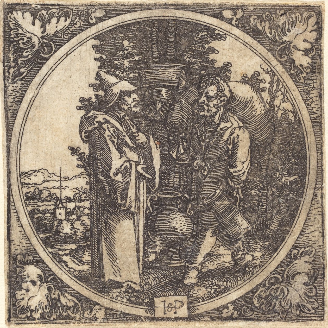 Heer en Twee Dienaren, of Solon en Twee Boeren door Sebald Beham