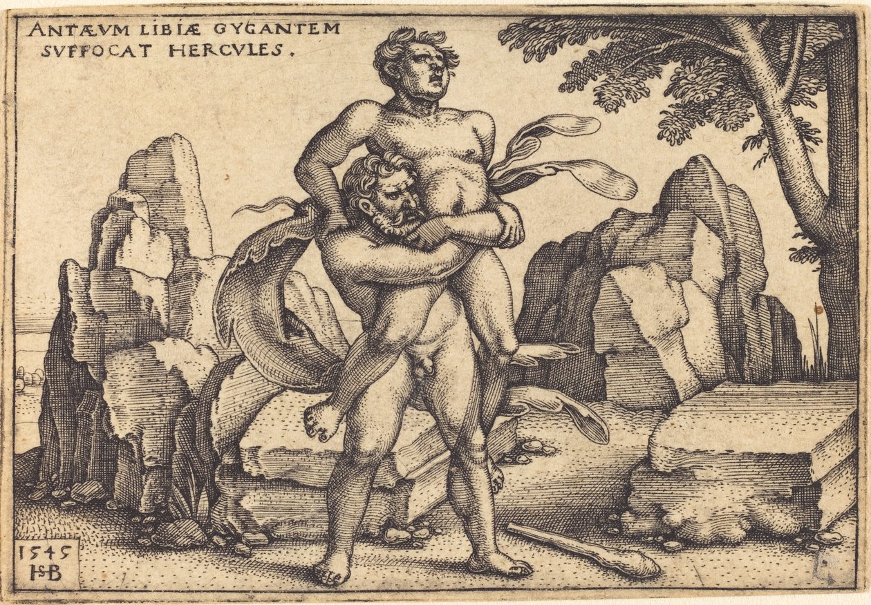 Hercules doodt Anthaeus door Sebald Beham