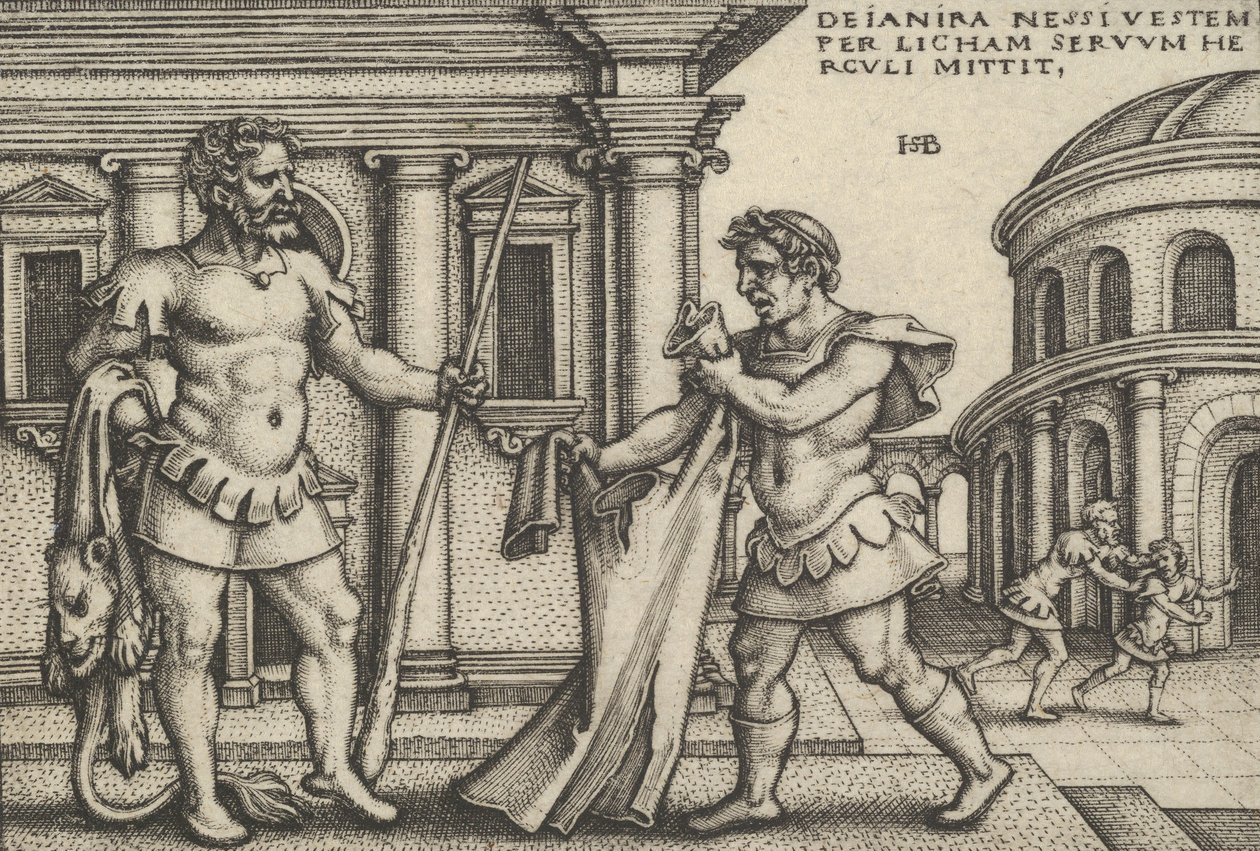 Lichas die het Kleed van Nessus naar Hercules Brengt, uit De Werken van Hercules door Sebald Beham