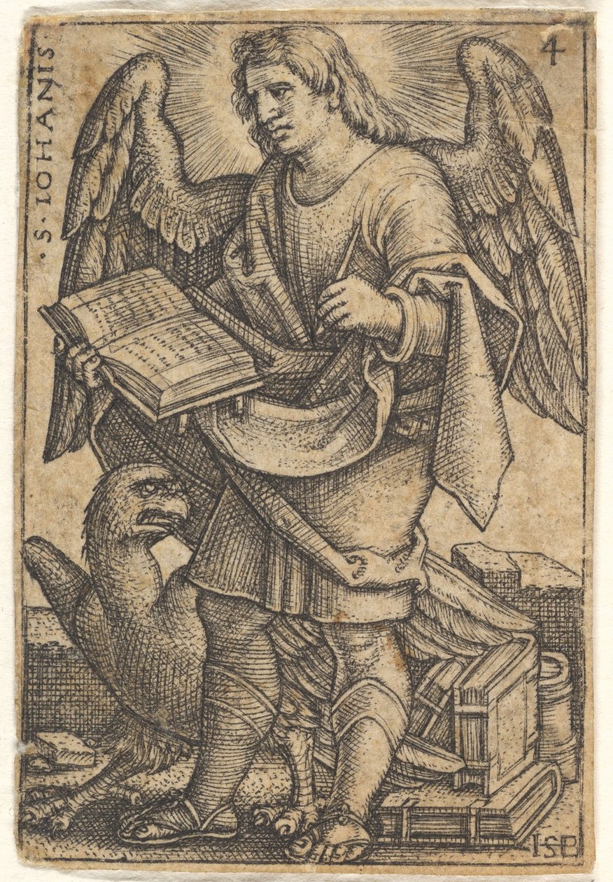 Sint Jan met zijn hoofd driekwart naar links gedraaid, met een boek in zijn rechterhand, 1541 door Sebald Beham