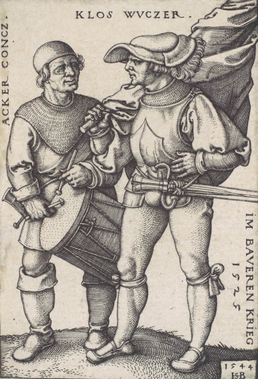 Vaandeldrager en trommelaar, 1544 door Sebald Beham