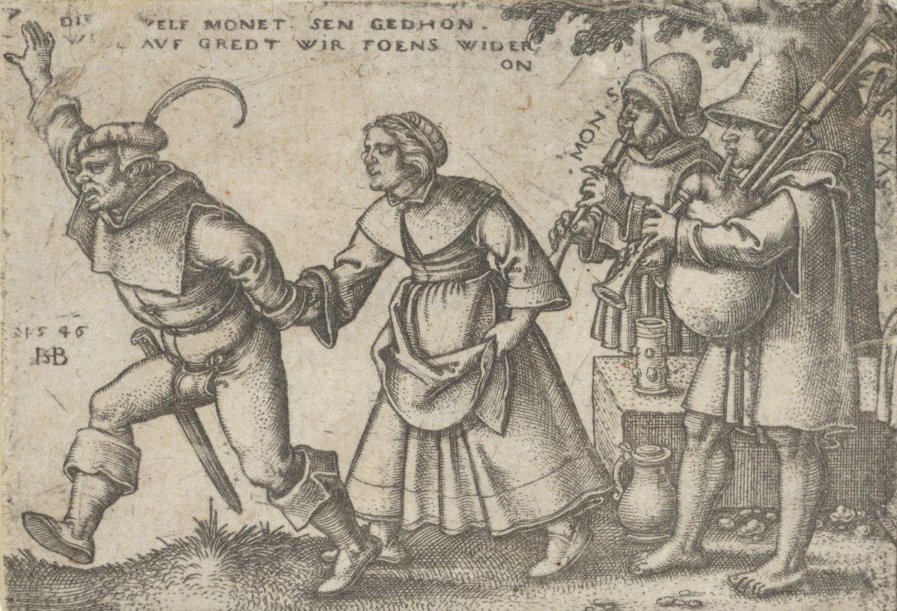 Het einde van het jaar, uit Het boerenfeest of de twaalf maanden door Sebald Beham