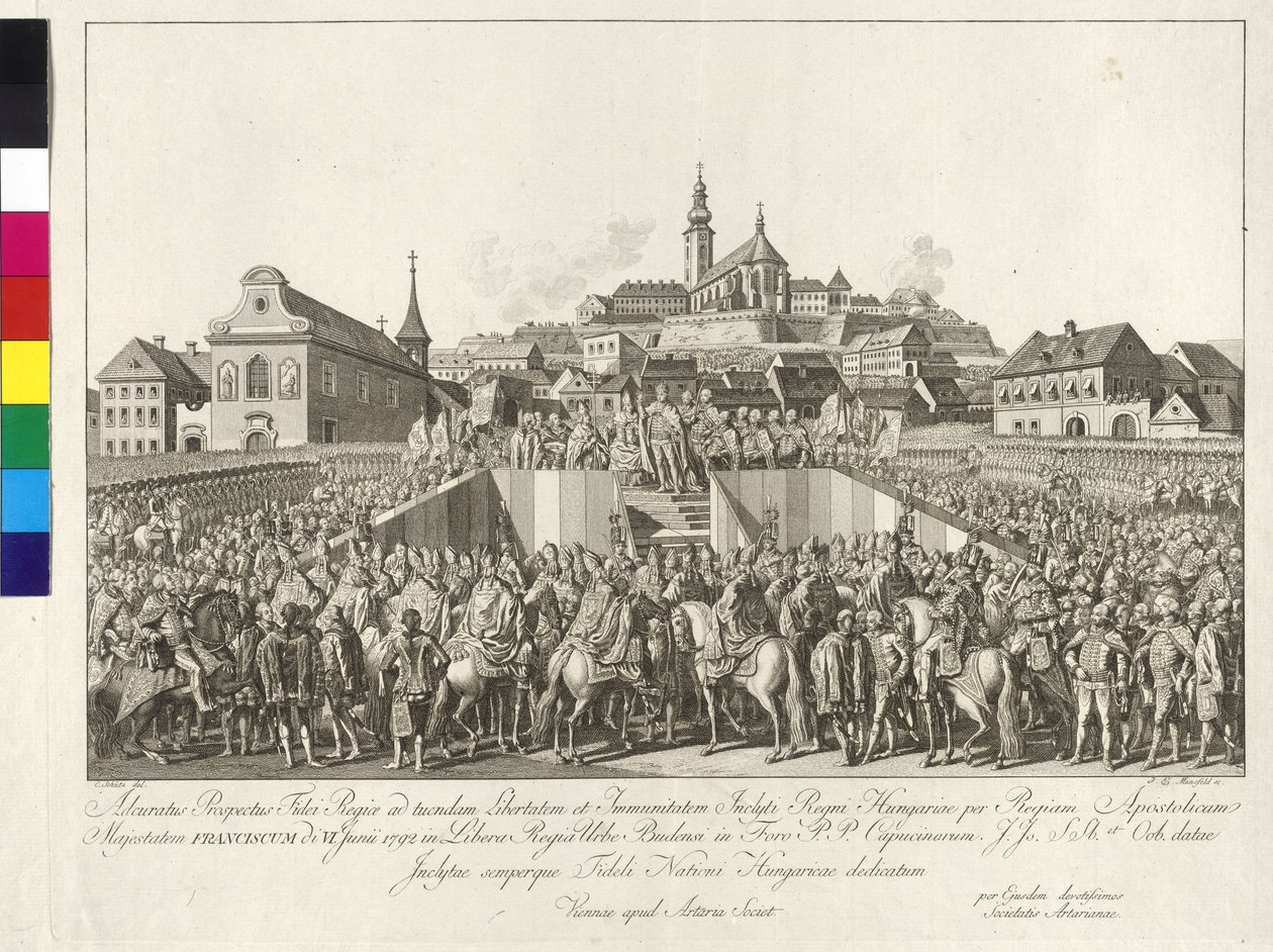 Kroning van keizer Franz II tot koning van Hongarije in Boedapest op 6 juni 1792 door Sebastian Mansfeld