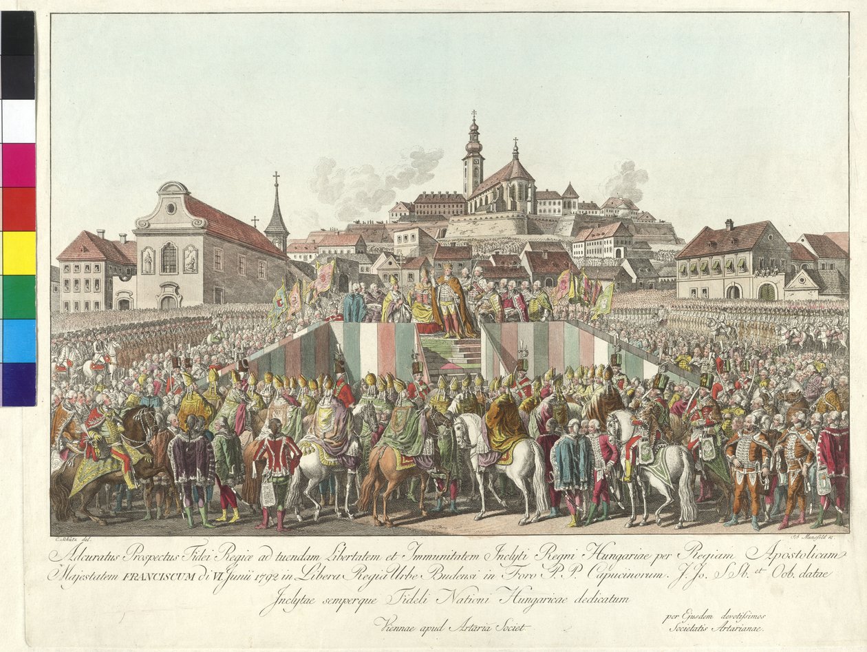 Kroning van keizer Franz II tot koning van Hongarije in Boedapest op 6 juni 1792 door Sebastian Mansfeld