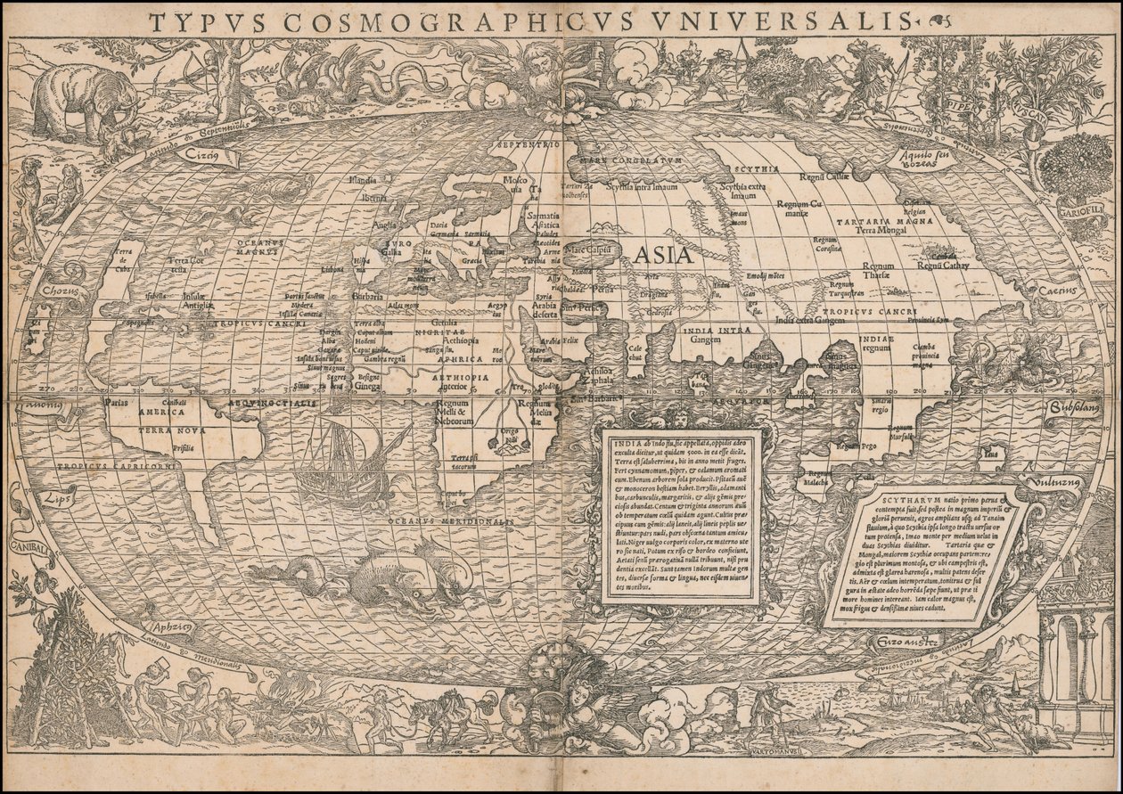 1532 wereldkaart door Sebastian Münster door Sebastian Munster