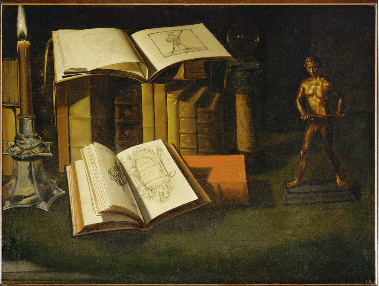 Boek, kaars en beeldje - Boek, kaars en beeldje ... door Sebastian Stoskopff