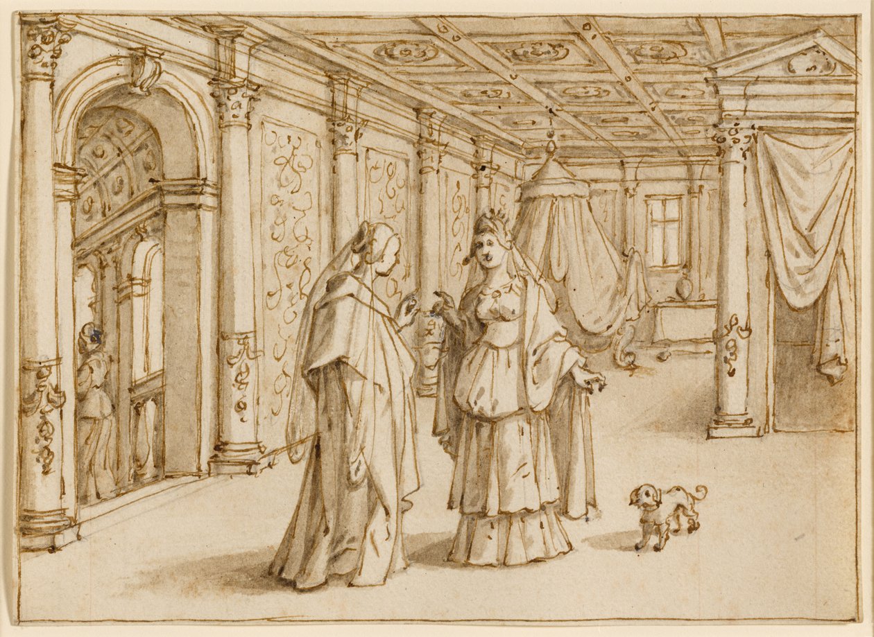 Anna en Dido bespreken Aeneas door Sebastian Vrancx