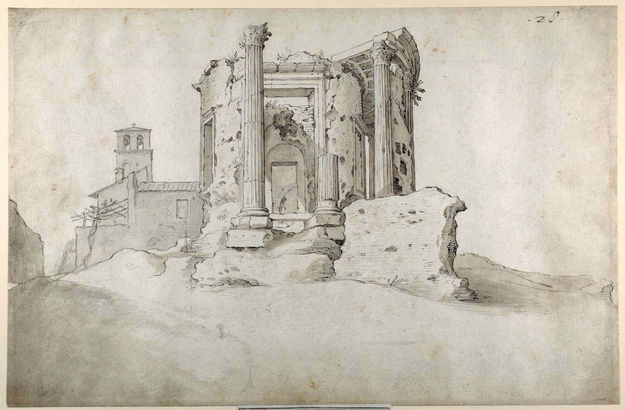 Ruïnes van de Tempel van de Tiburtijnse Sibylle in Tivoli door Sebastian Vrancx