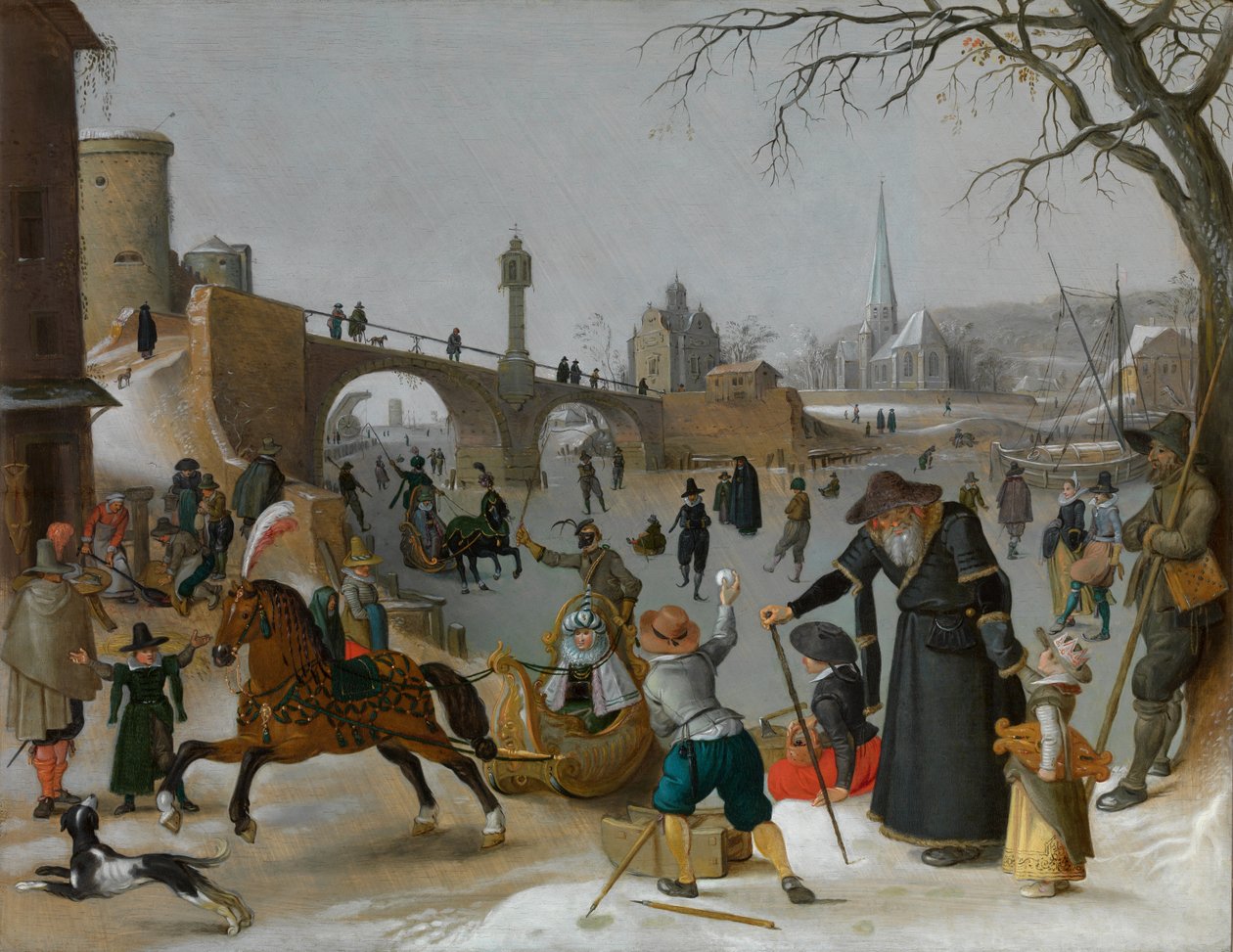 Winterplezier (olieverf op paneel) door Sebastian Vrancx