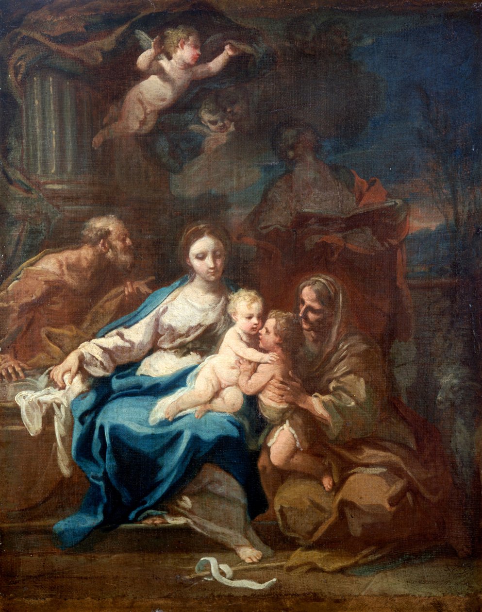 Heilige Familie met Sint Anna, de Doper en Zacharias door Sebastiano Conca