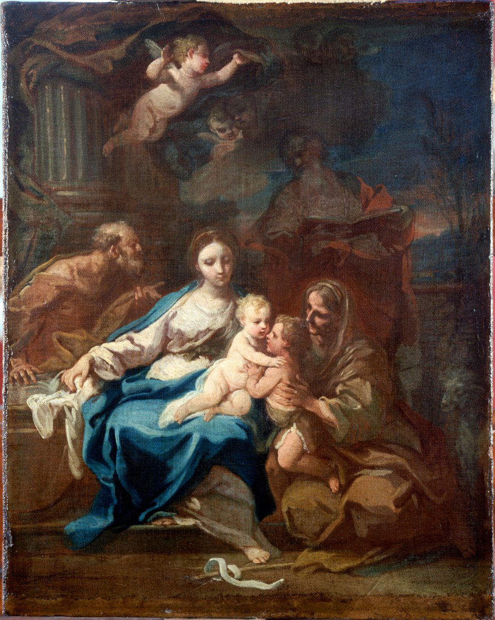 Heilige Familie mit St. Anna, dem Täufer und Zacharias door Sebastiano Conca