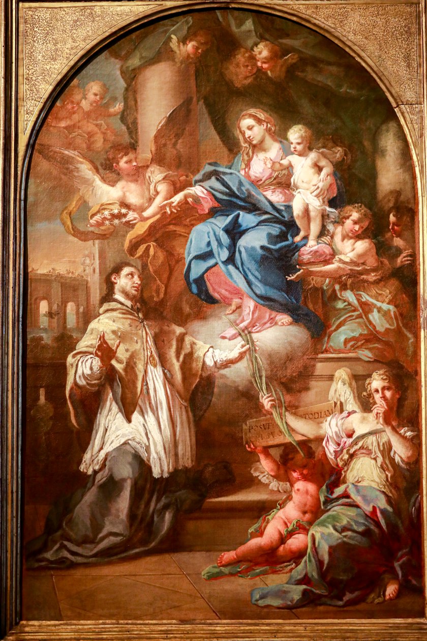 De maagd en kind met Sint Jan Nepomucene, voor 1732 door Sebastiano Conca