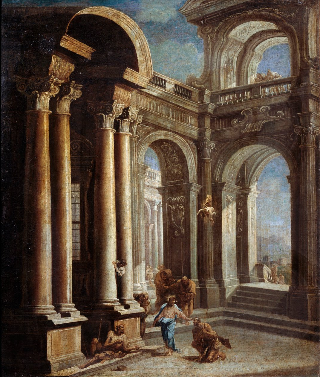 De Genezing van de Blinde Man van Jericho door Sebastiano Ricci