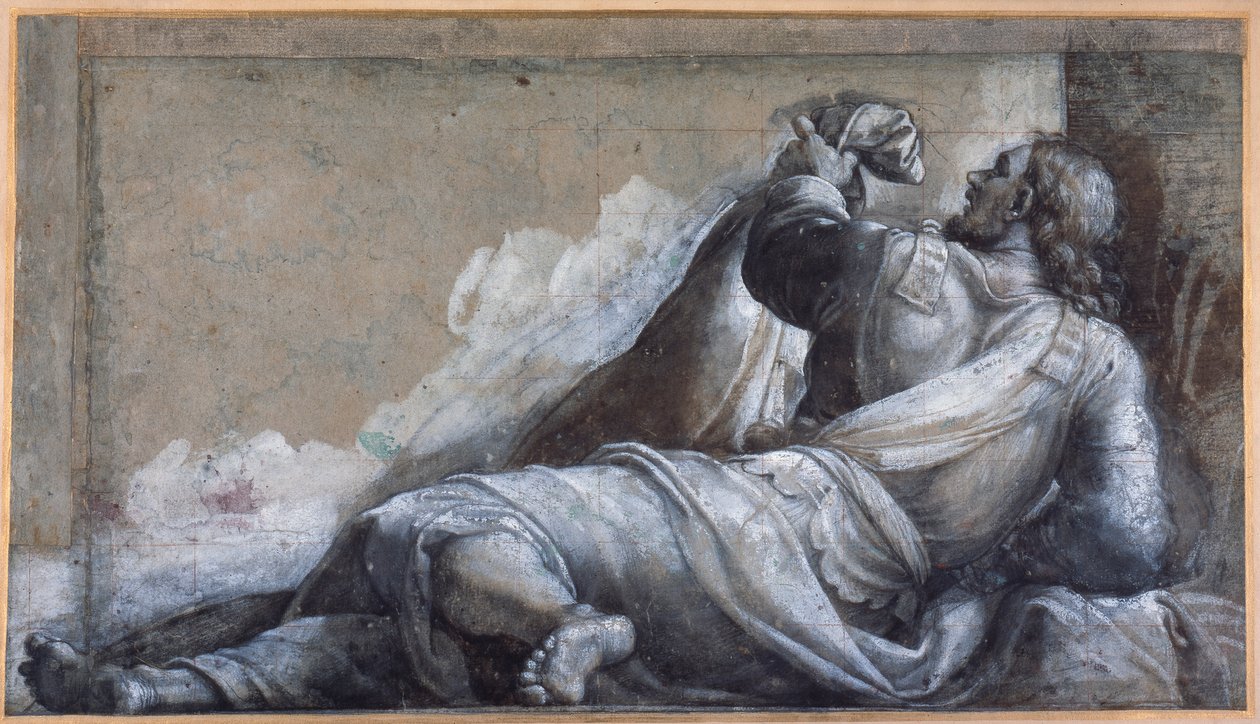 Een liggende apostel door Sebastiano del (c.1485 1547) Piombo