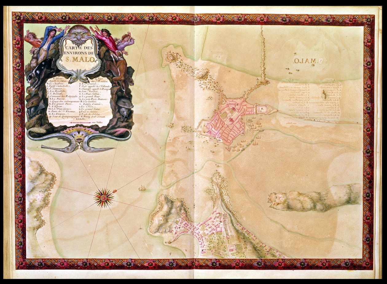 Kaart en plattegrond van Saint-Malo, uit de 