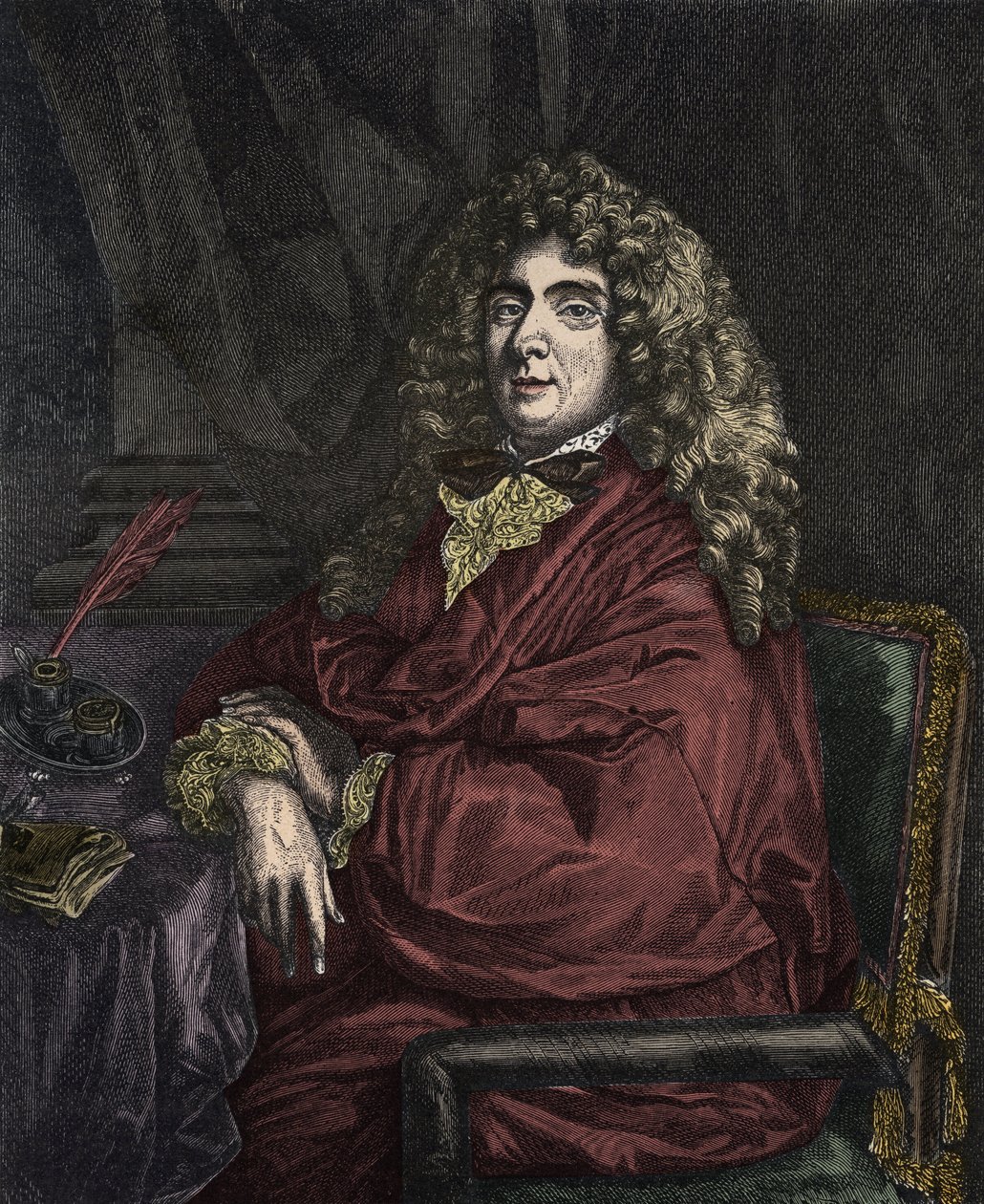 Portret van Jean-Baptiste Poquelin, bekend als Moliere (Jean Baptiste Poquelin) door Sébastien Bourdon