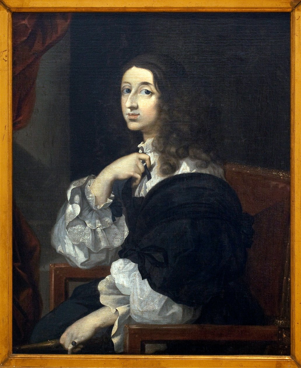 Portret van koningin Christina van Zweden (Kristina Vasa). door Sébastien Bourdon