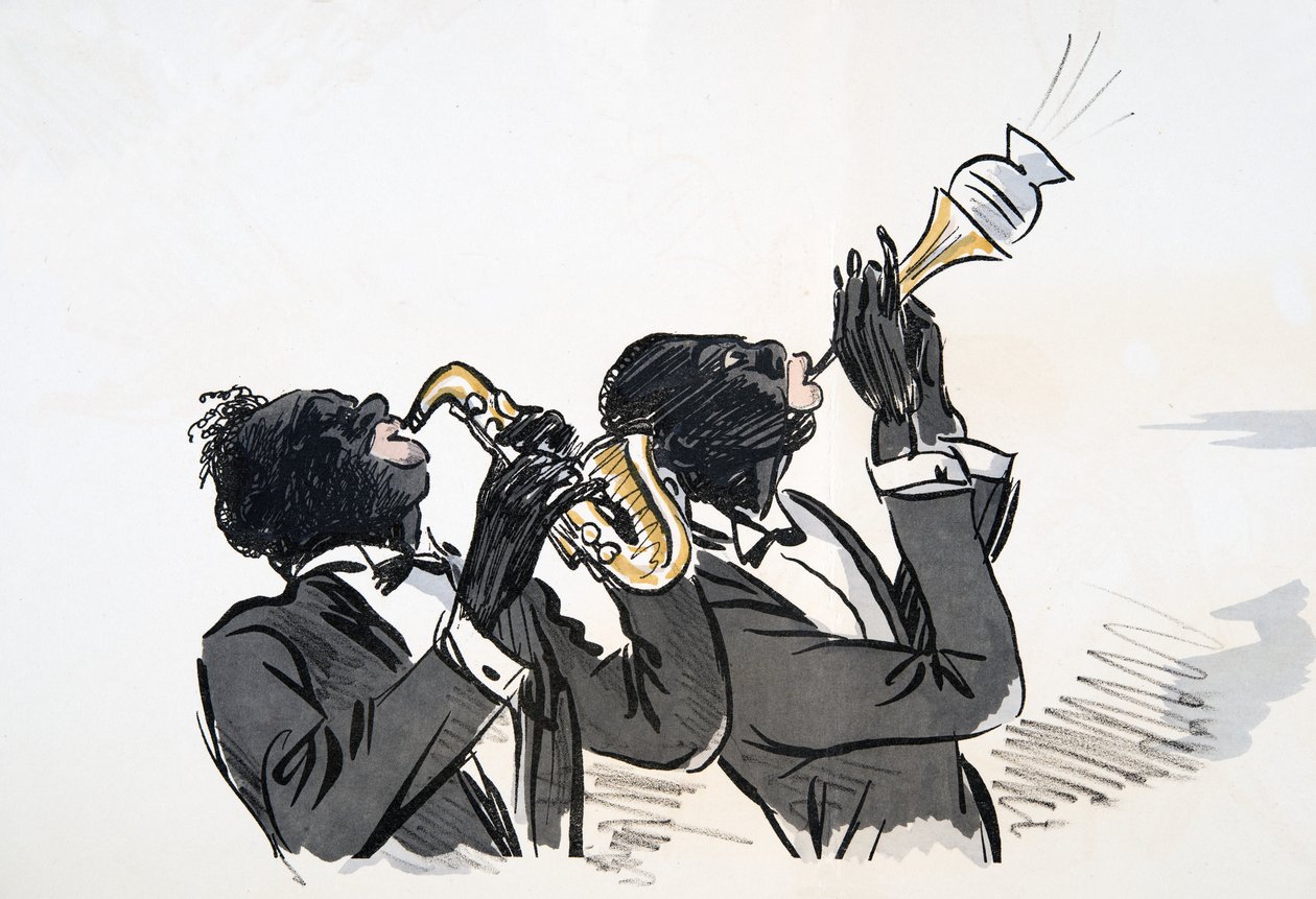 Saxofoon- en trompetspeler, uit White Bottoms, uitgegeven 1927 door Sem