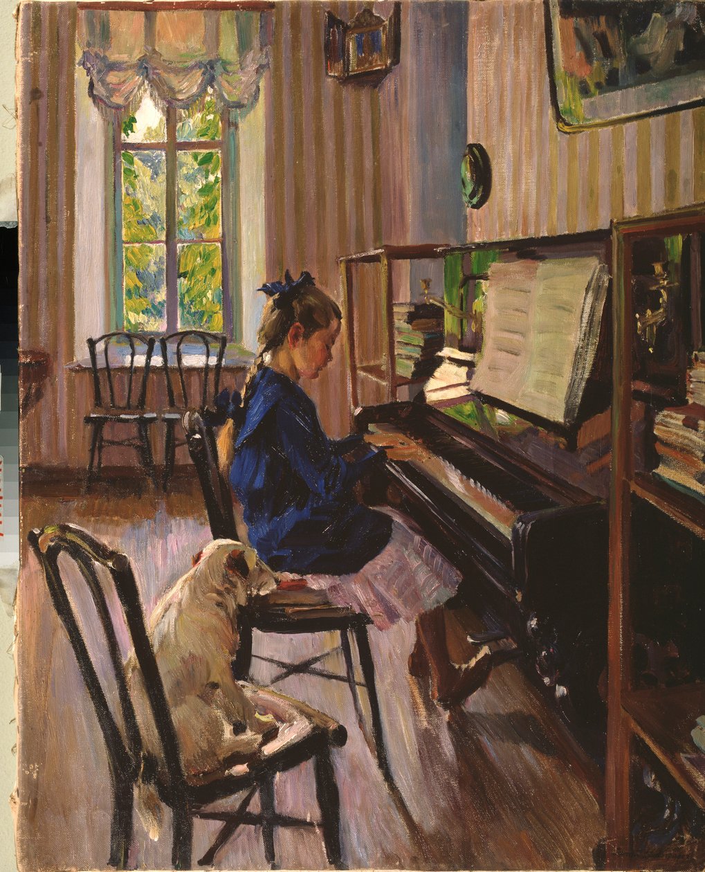 Aan de piano door Sergei Arsenevich Vinogradov