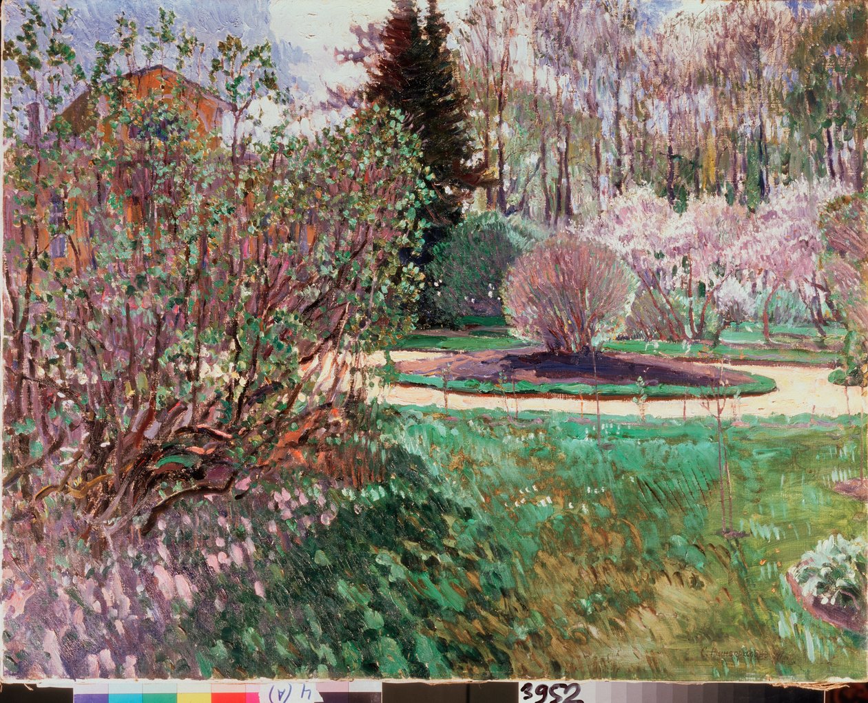 Een tuin, lente door Sergei Arsenevich Vinogradov