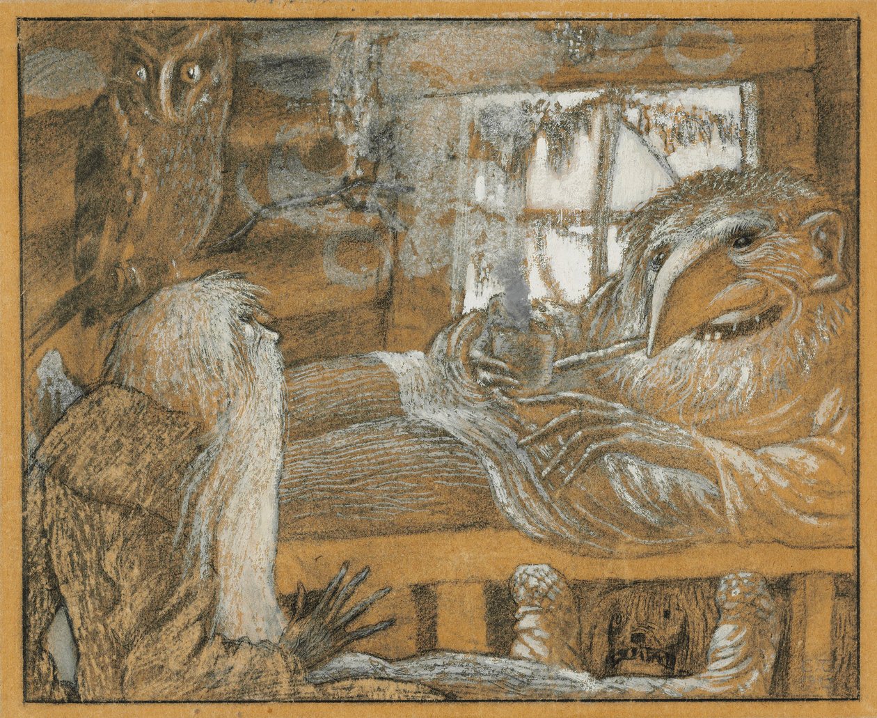 De boer en de domovoy, 1922 door Sergei Vasilevich Chekhonin