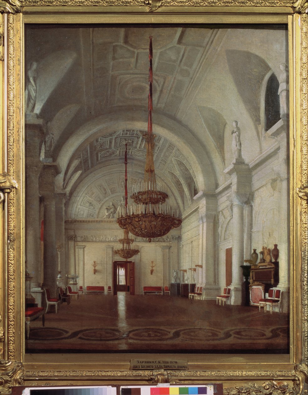 Zicht op de witte hal van het Winterpaleis in Sint-Petersburg door Sergey Konstantinovich Zaryanko