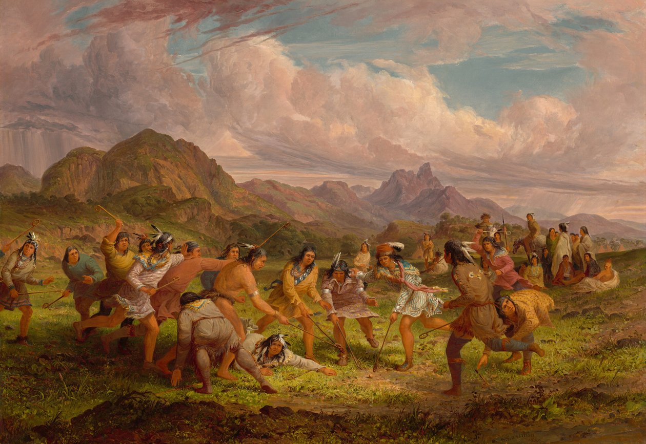 Balspelen onder de Sioux-indianen door Seth Eastman