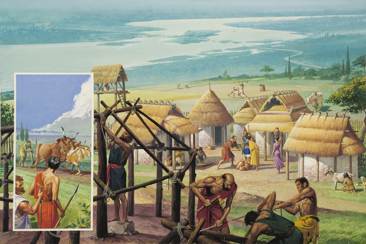 Stichting van Rome (gouache op papier) door Severino Baraldi