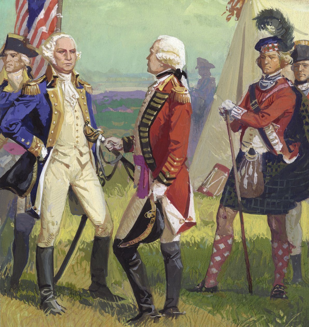 Overgave van Lord Cornwallis aan George Washington door Severino Baraldi