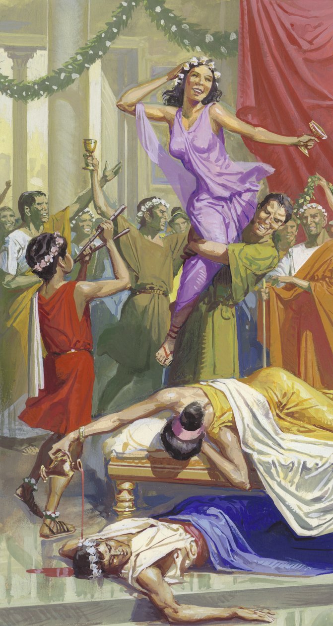 Het Romeinse Saturnaliënfeest (gouache op papier) door Severino Baraldi