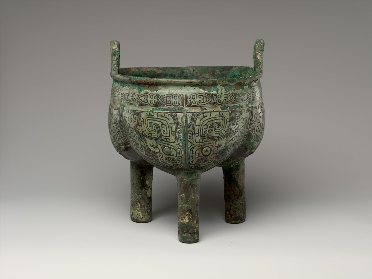 Gelobde driepoot ketel, late Anyang periode door Shang Dynasty Chinese School