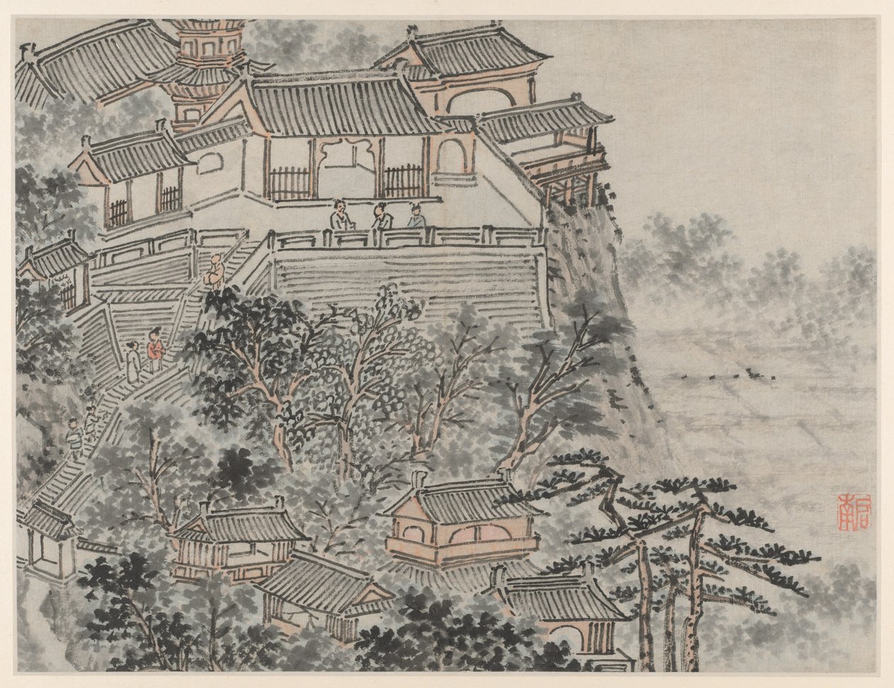 Twaalf Zichten van Tiger Hill, Suzhou: Het Terras van de Vijf Wijzen, na 1490 door Shen Zhou