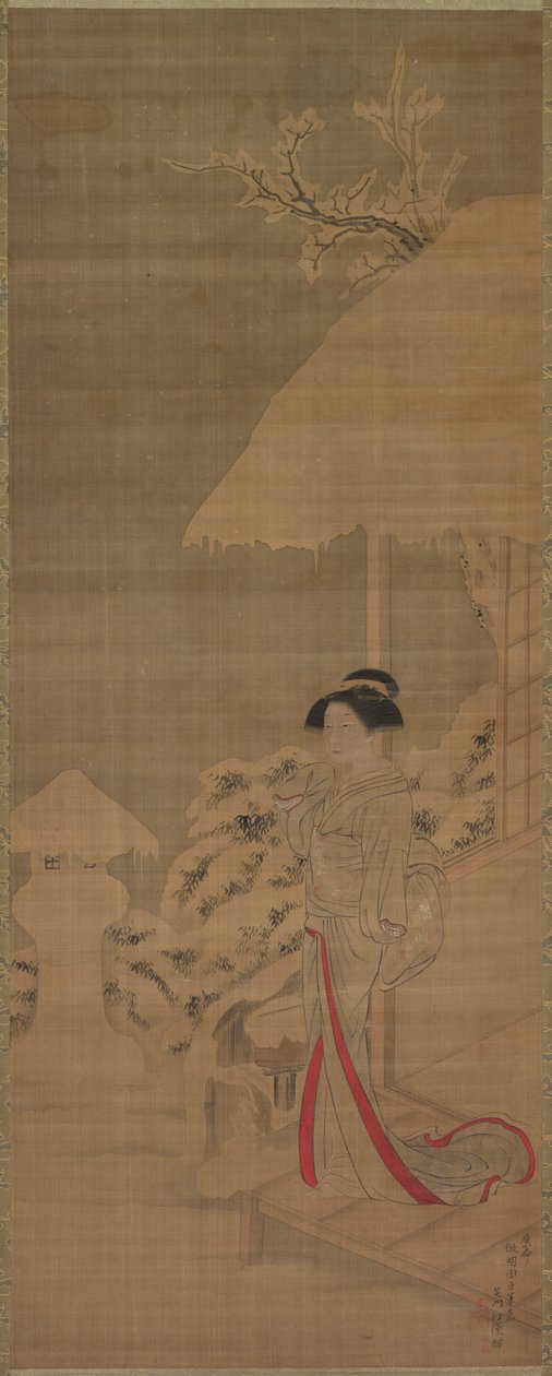 Schoonheid (Bijin) in de sneeuw door Shiba Kokan