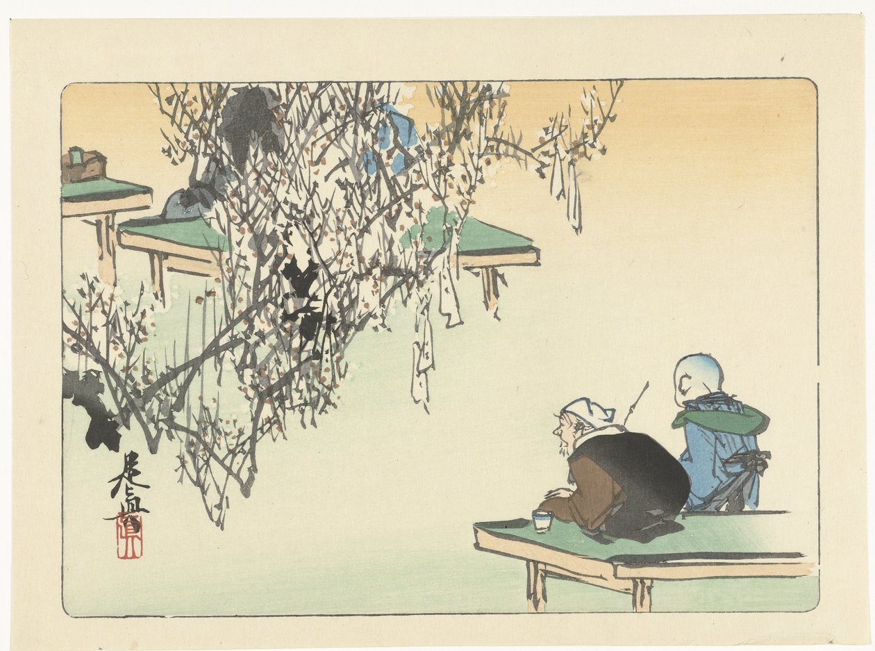 Bewonderen van pruimenbloesem door Shibata Zeshin