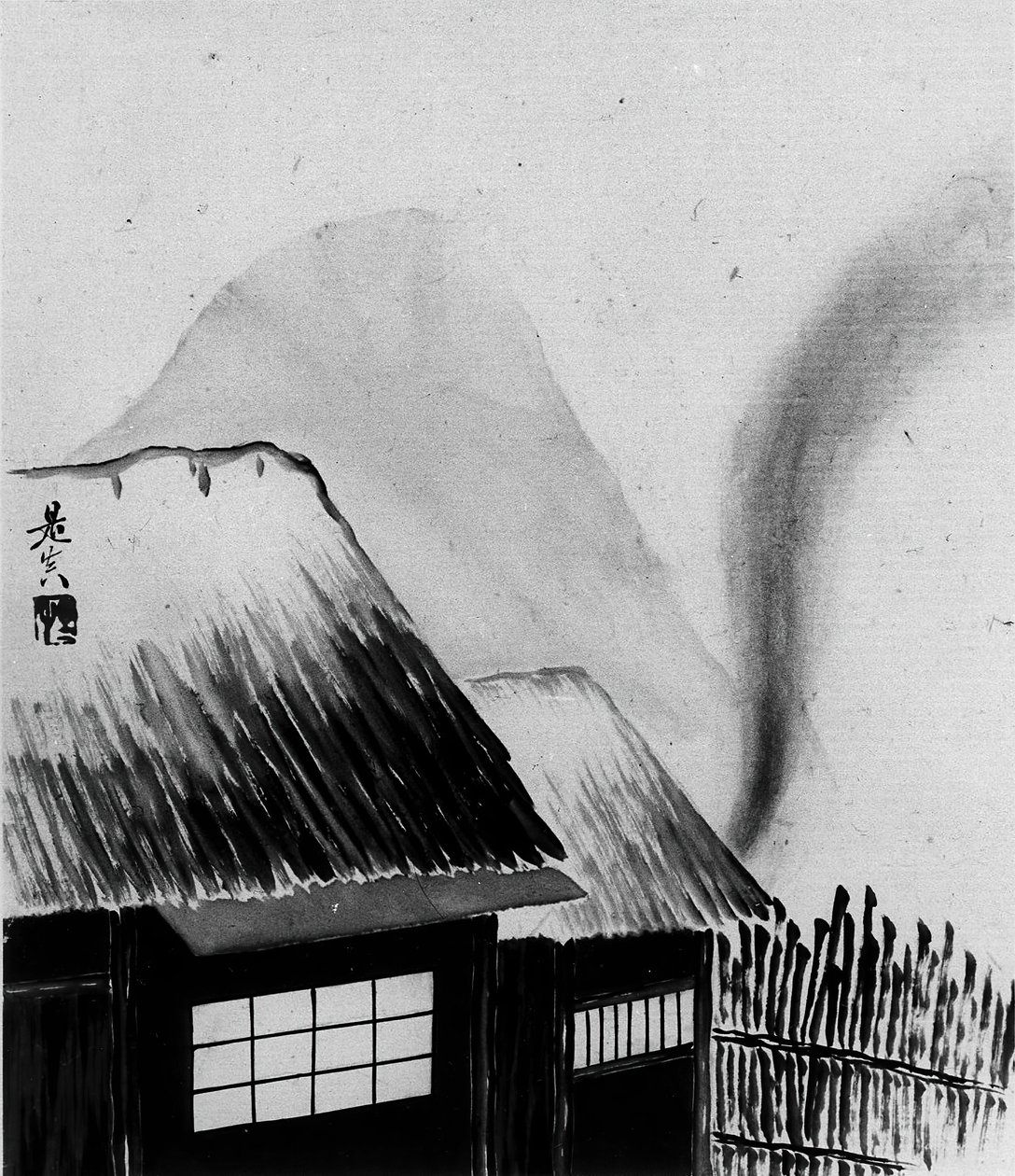 Cottage en Bergen, 19e eeuw door Shibata Zeshin