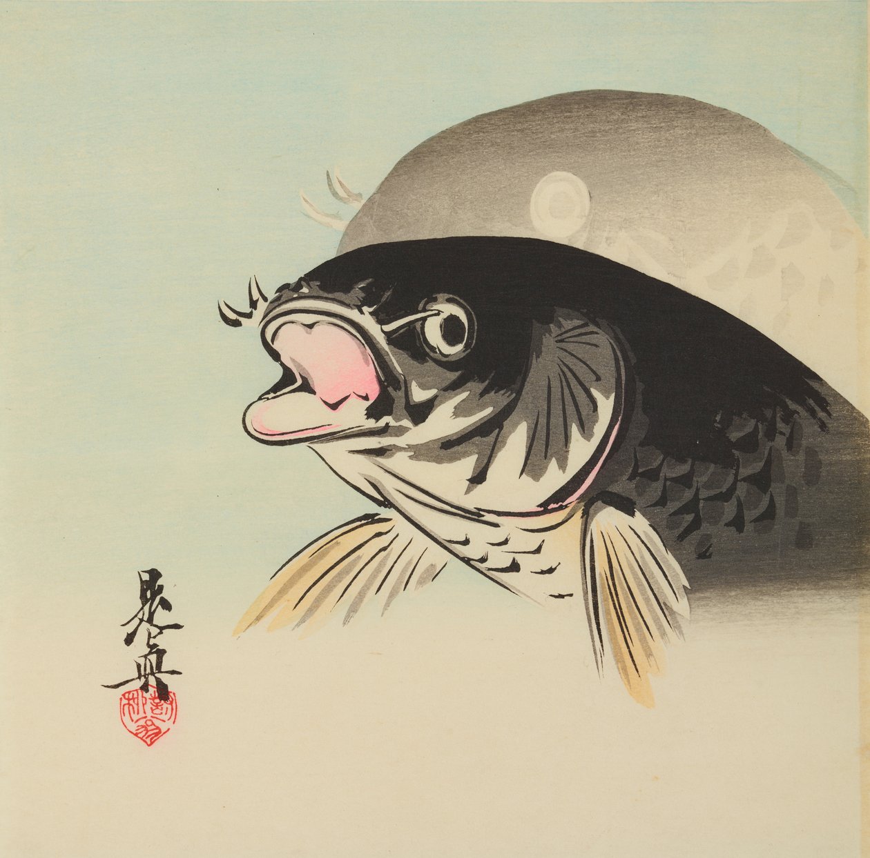 Twee vissen door Shibata Zeshin