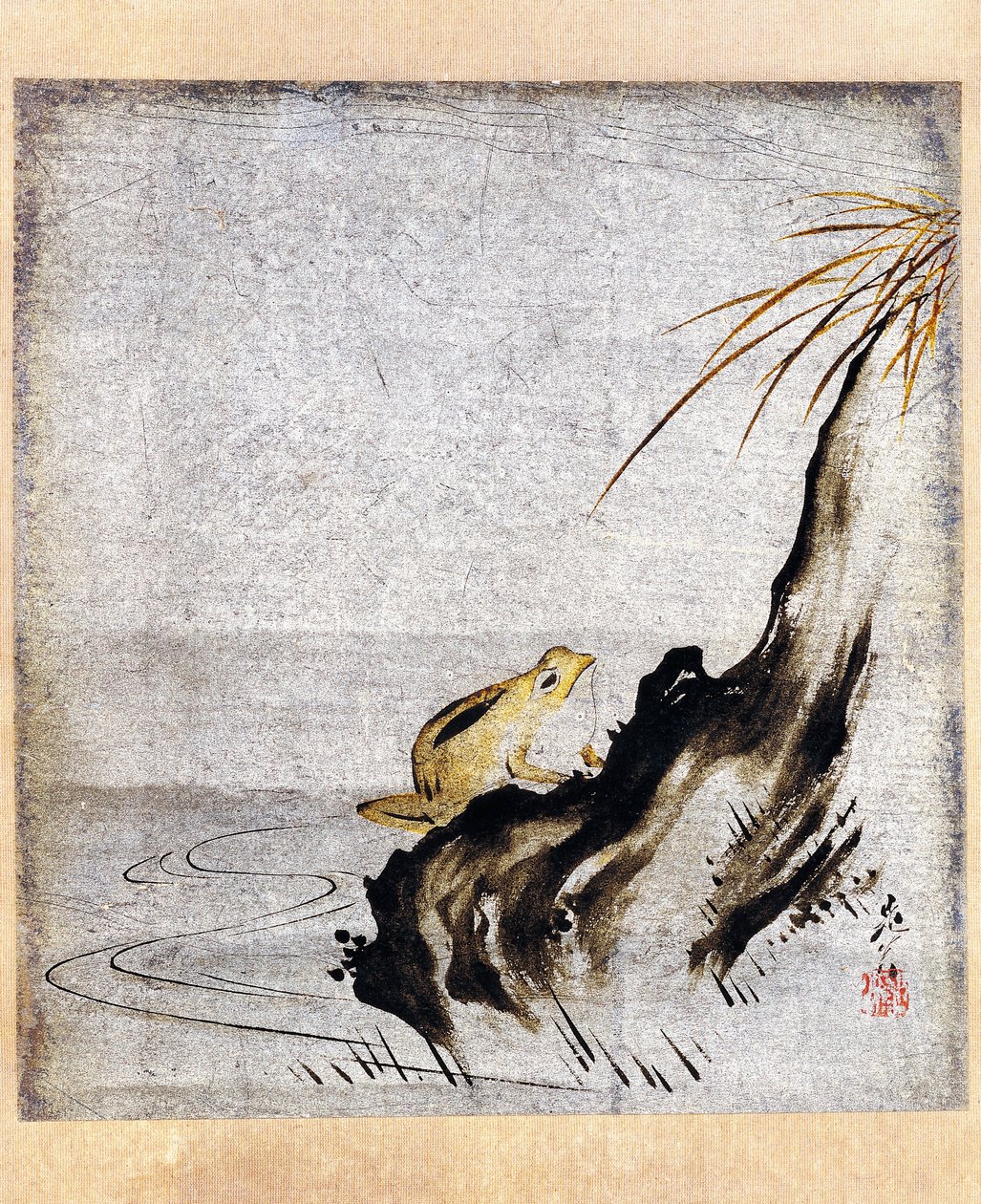 Kikker in vijver door Shibata Zeshin