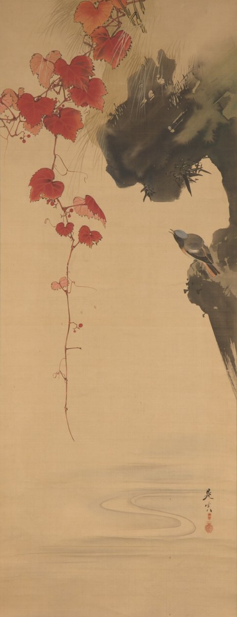 Blätter und Vogel door Shibata Zeshin