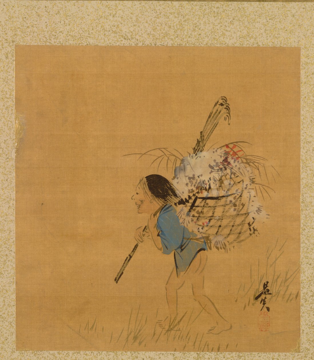 Boer met Mand uit Album van Schilderijen door de Eerwaarde Zeshin door Shibata Zeshin